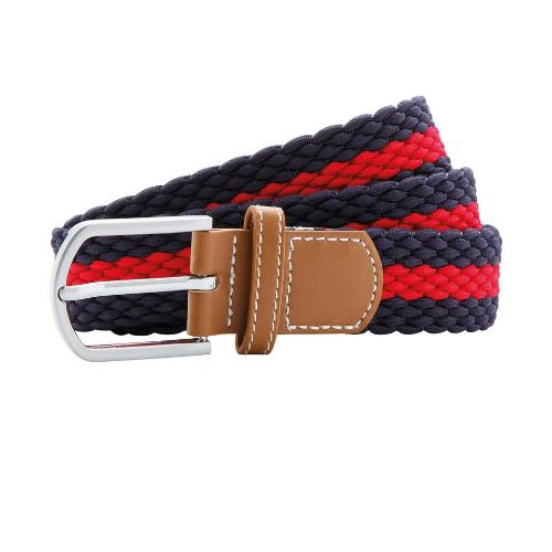 Asquith & Fox Two-Colour Stripe Braid Stretch Belt Navy/Red